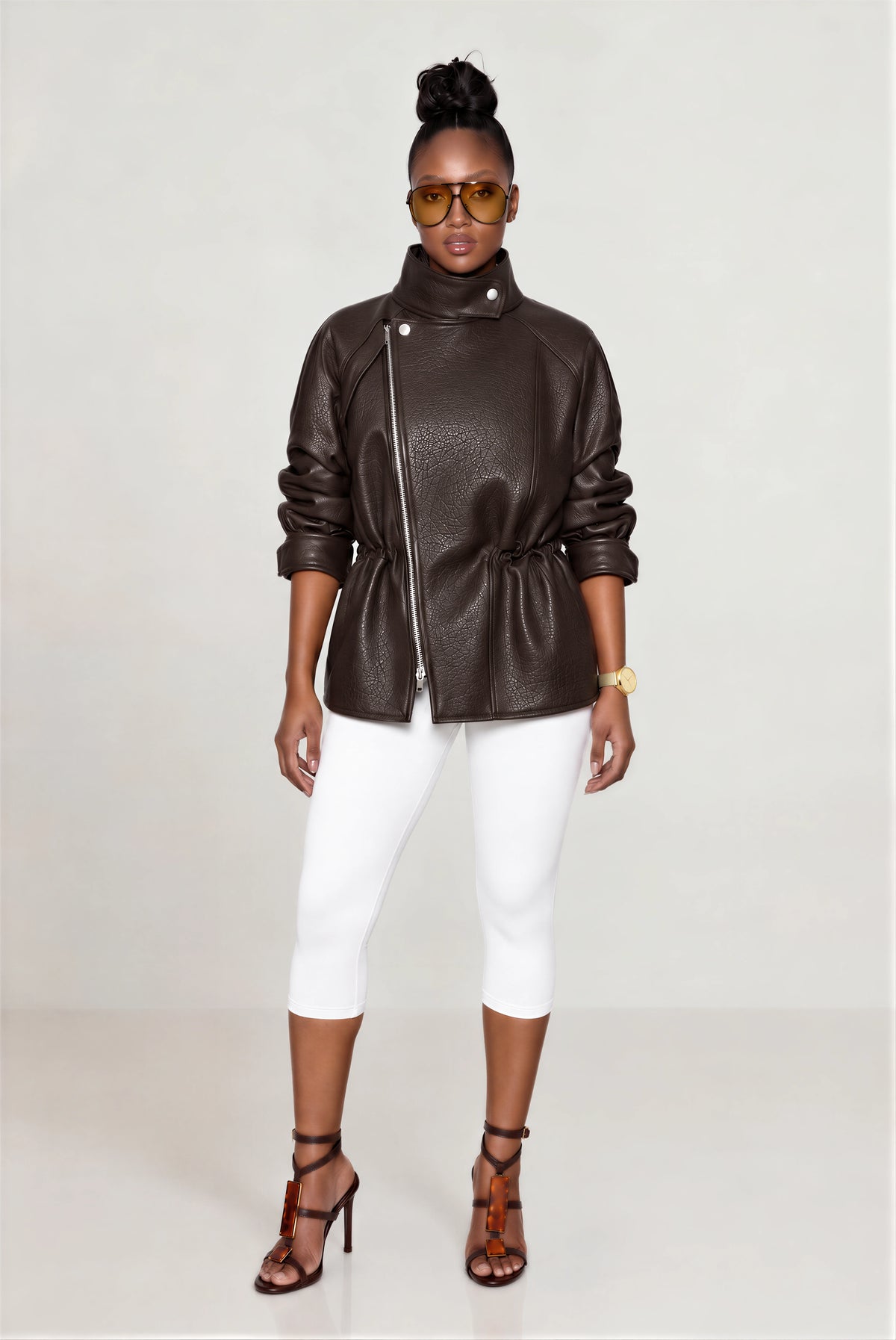 Bronx Cinch Waist Leather Jacket