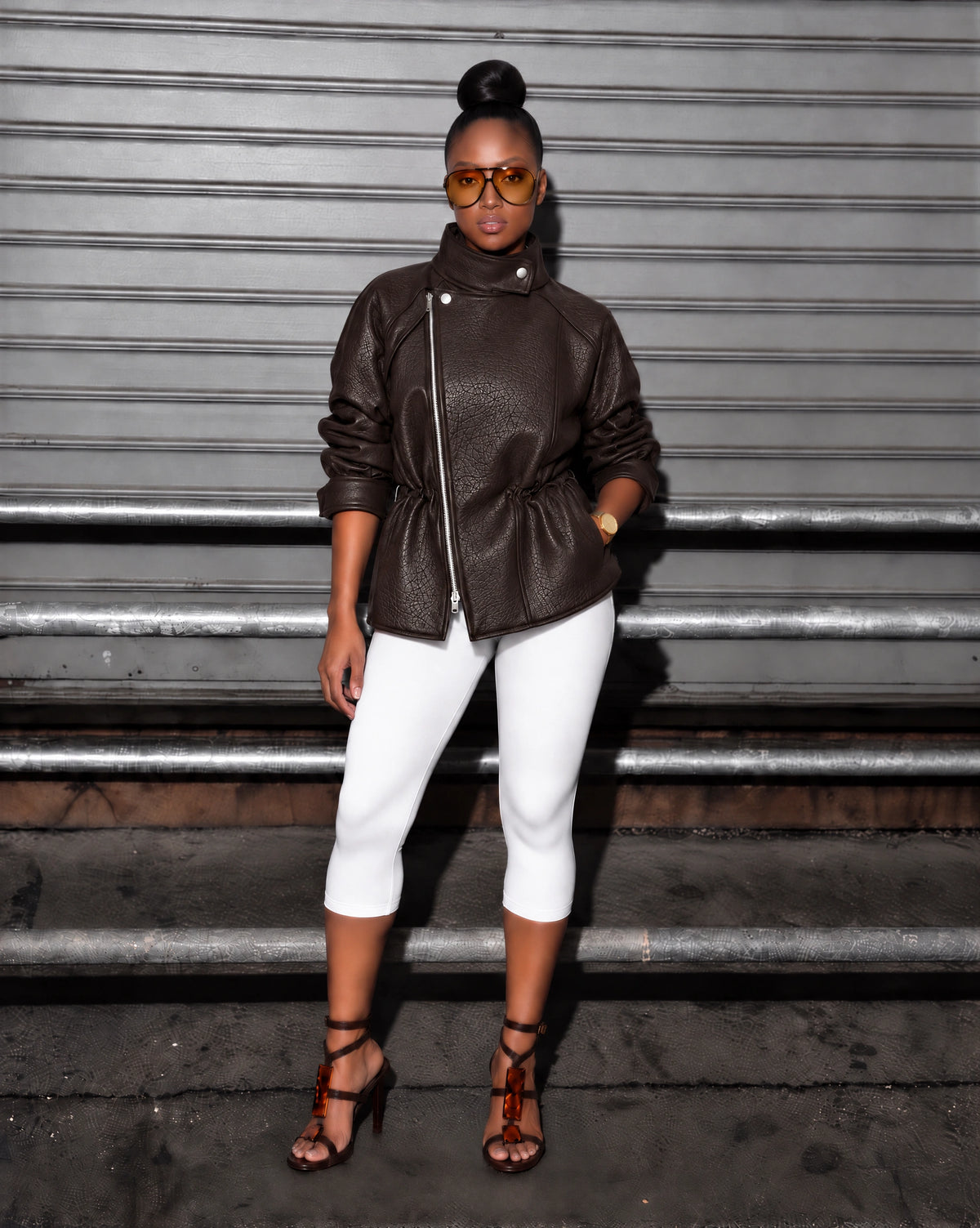 Bronx Cinch Waist Leather Jacket