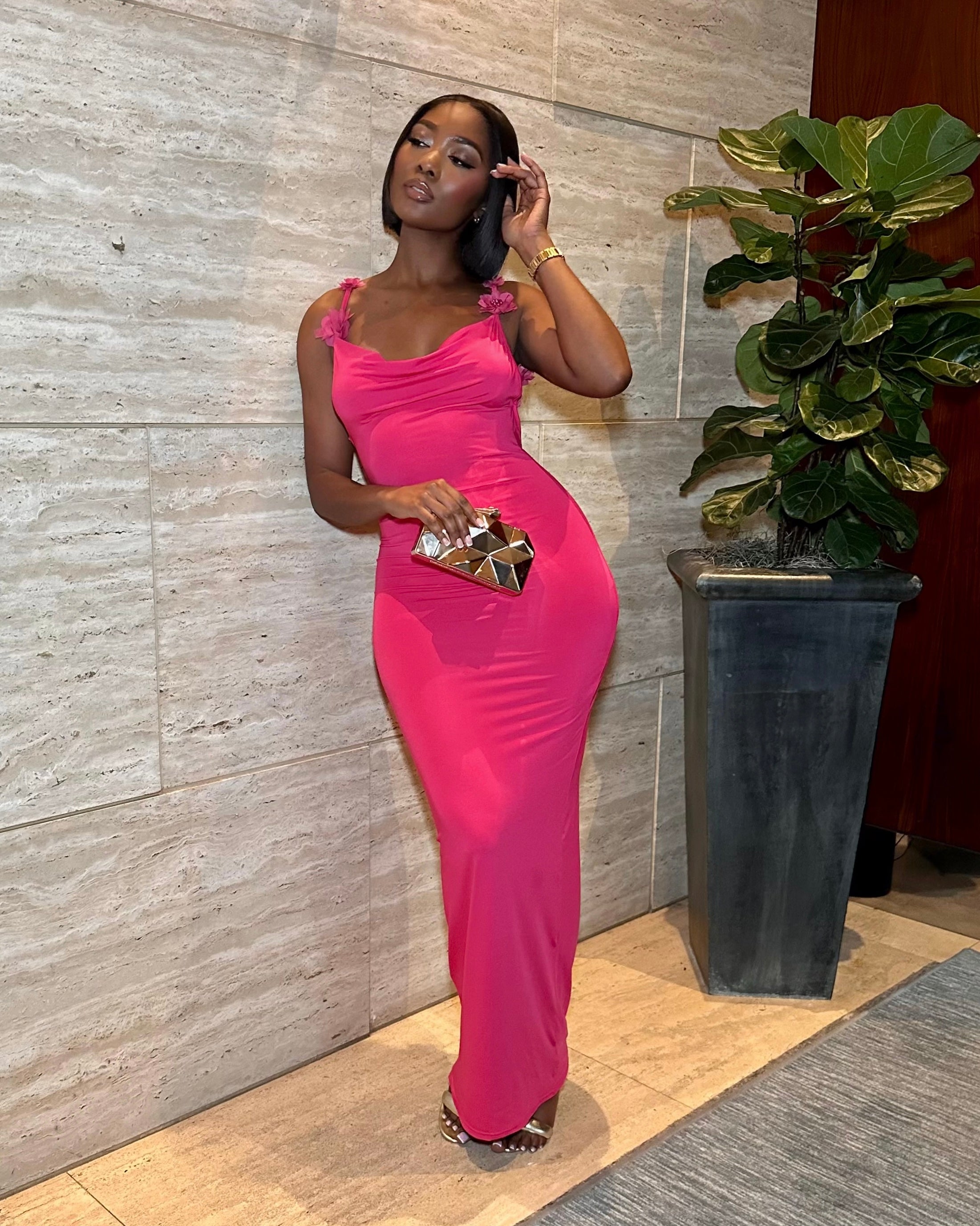 PINK MAXI DRESS - PINK FLORAL DRESS - FLORAL STRAP DRESS - LOW BACK DRESS - WEDDING GUEST DRESS - FASHION DRESS - BIRTHDAY DRESS - MAXI DRESS - MIDI DRESS - MINI DRESS - SPRING 2025 FASHION - SPRING OUTFIT - SPRING DRESS - SUNDRESS - SUMMER 2025 FASHION - SUMMER OUTFIT - SUMMER DRESS - WOMEN'S CLOTHING STORE - WOMEN'S ONLINE CLOTHING STORE - BOUTIQUE - SEXY DRESS - VALENTINES DAY DRESS - CLASSY DRESS - SEXY MAXI DRESS - FORMAL DRESS - PINK BIRTHDAY DRESS - PINK COWL NECK DRESS - PINK DRESS WITH FLOWER STRAP