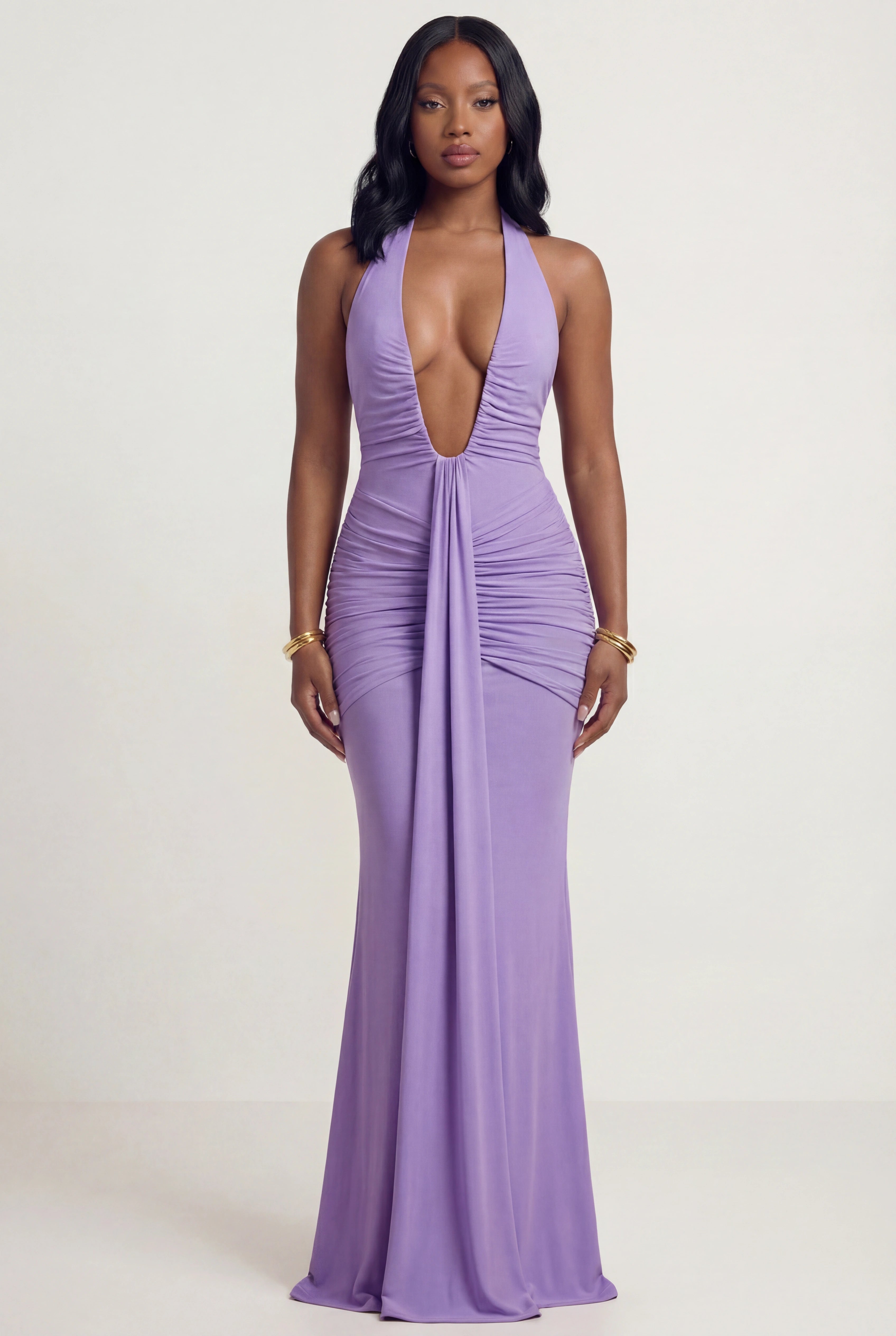 Ibiza Plunge Neck Maxi Dress Purple