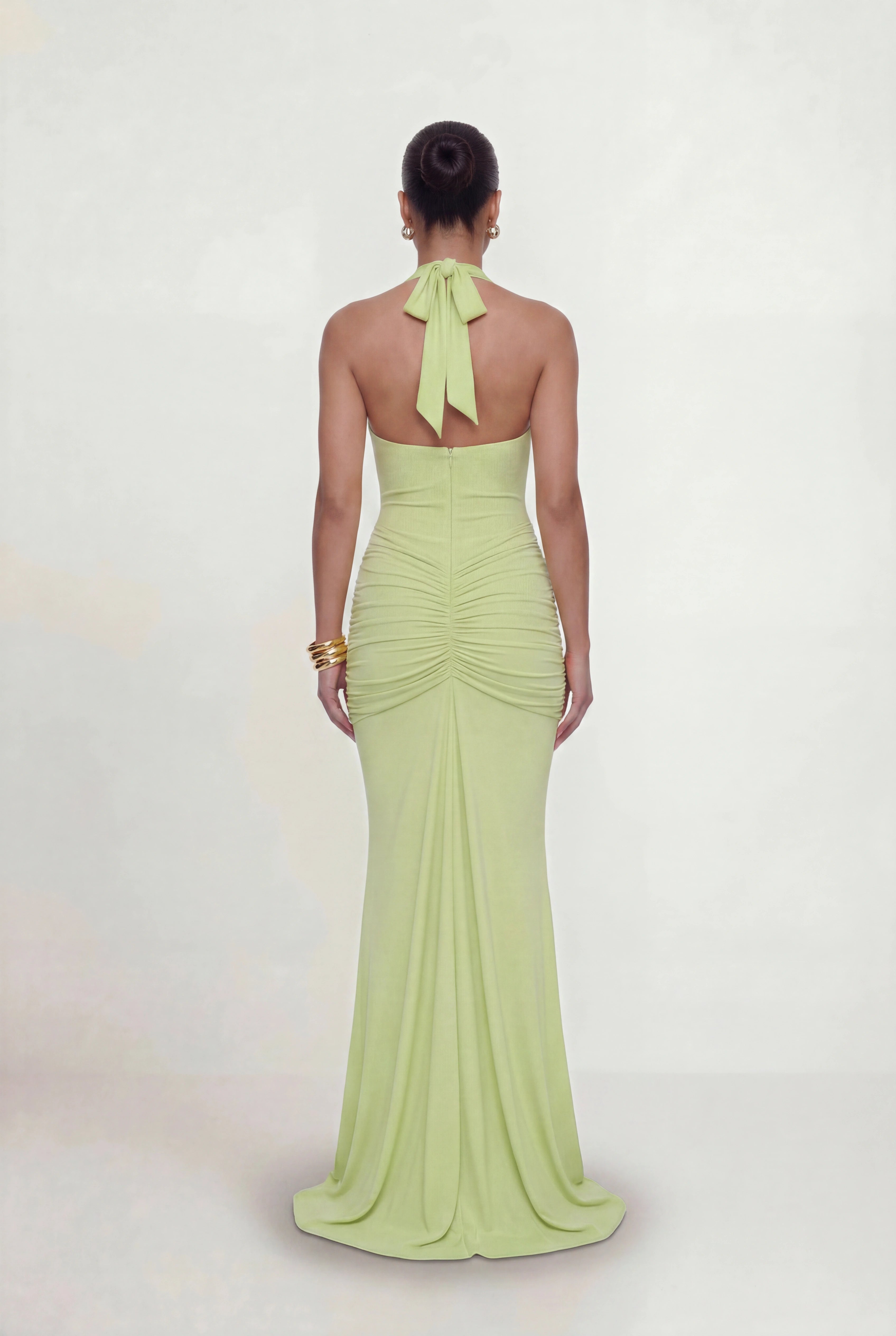 Ibiza Plunge Neck Maxi Dress Lime