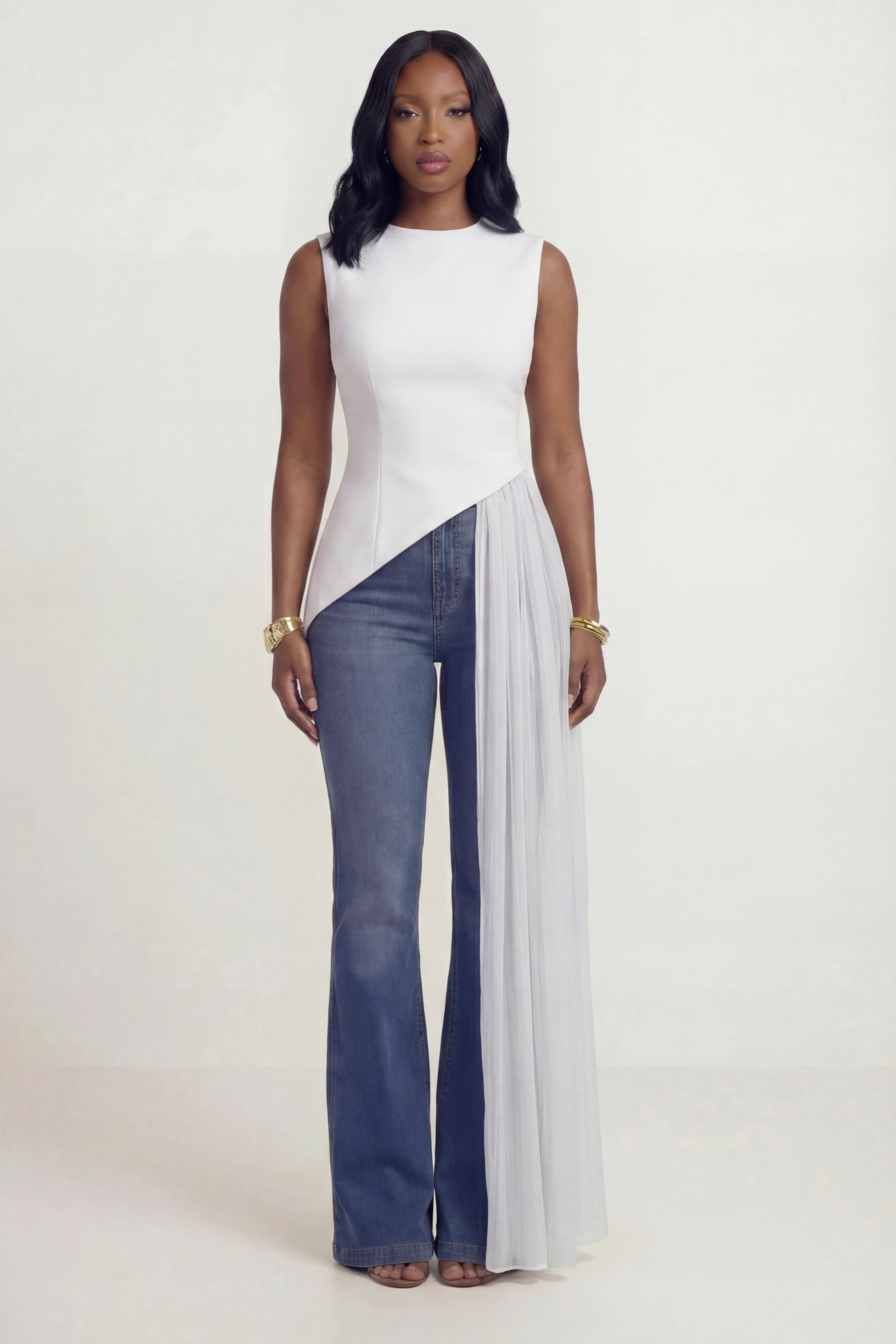 Mosaic Asymmetrical Sheer Top