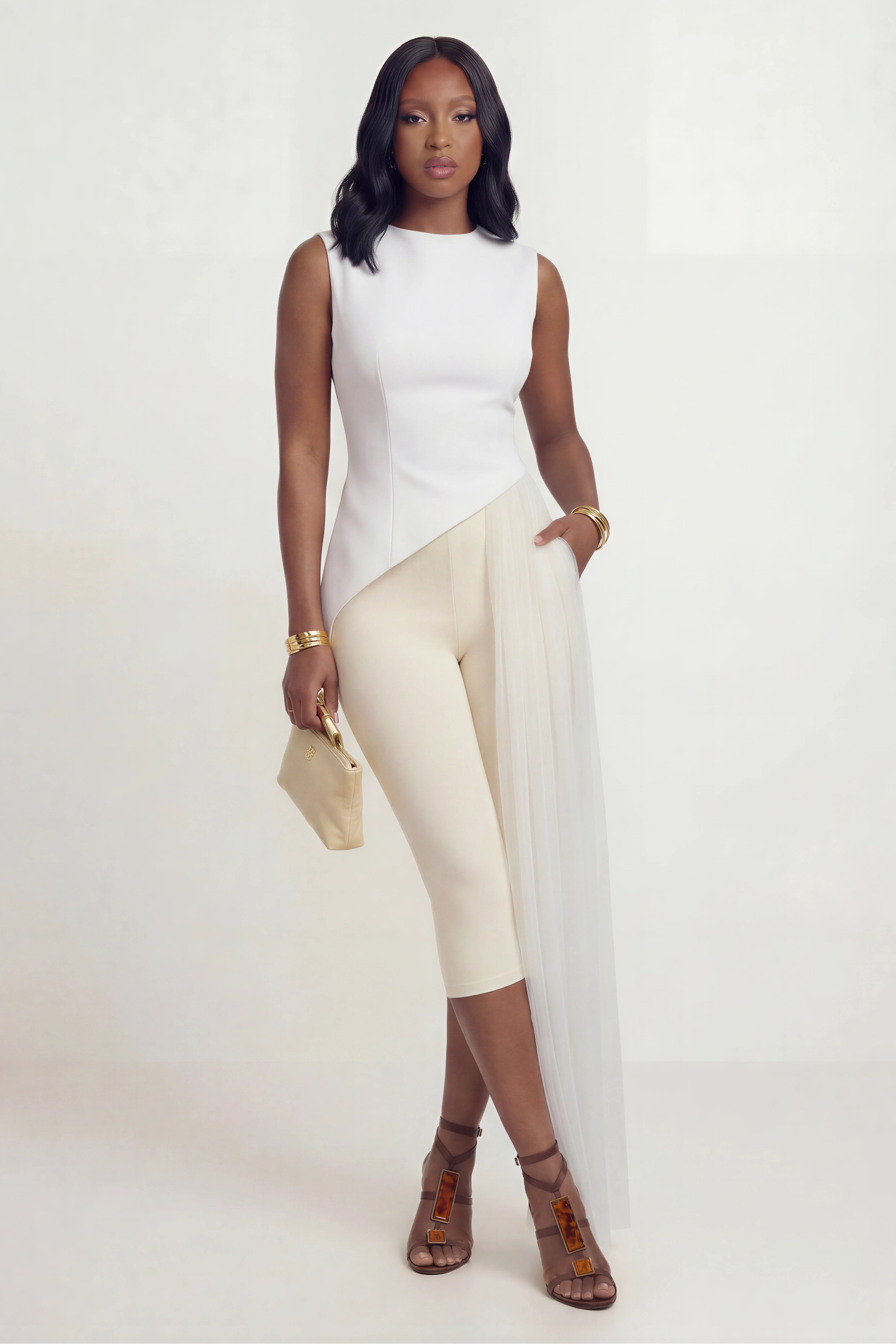 Mosaic Asymmetrical Sheer Top