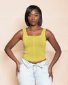 WOMENS SPRING TOP - WOMENS SUMMER TOP - KNIT TOP - GREEN TOP - CORSET KNIT TOP - THICK STRAP TOP - LIME GREEN TOP - WOMEN'S TOP - BOUTIQUE - FASHION TOP - TRENDY CLOTHING - TRENDY TOP