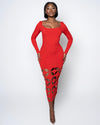 Be Mine Ribbed Cut Out Midi Dress - Red