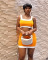 Venus Orange Mini Skirt Set