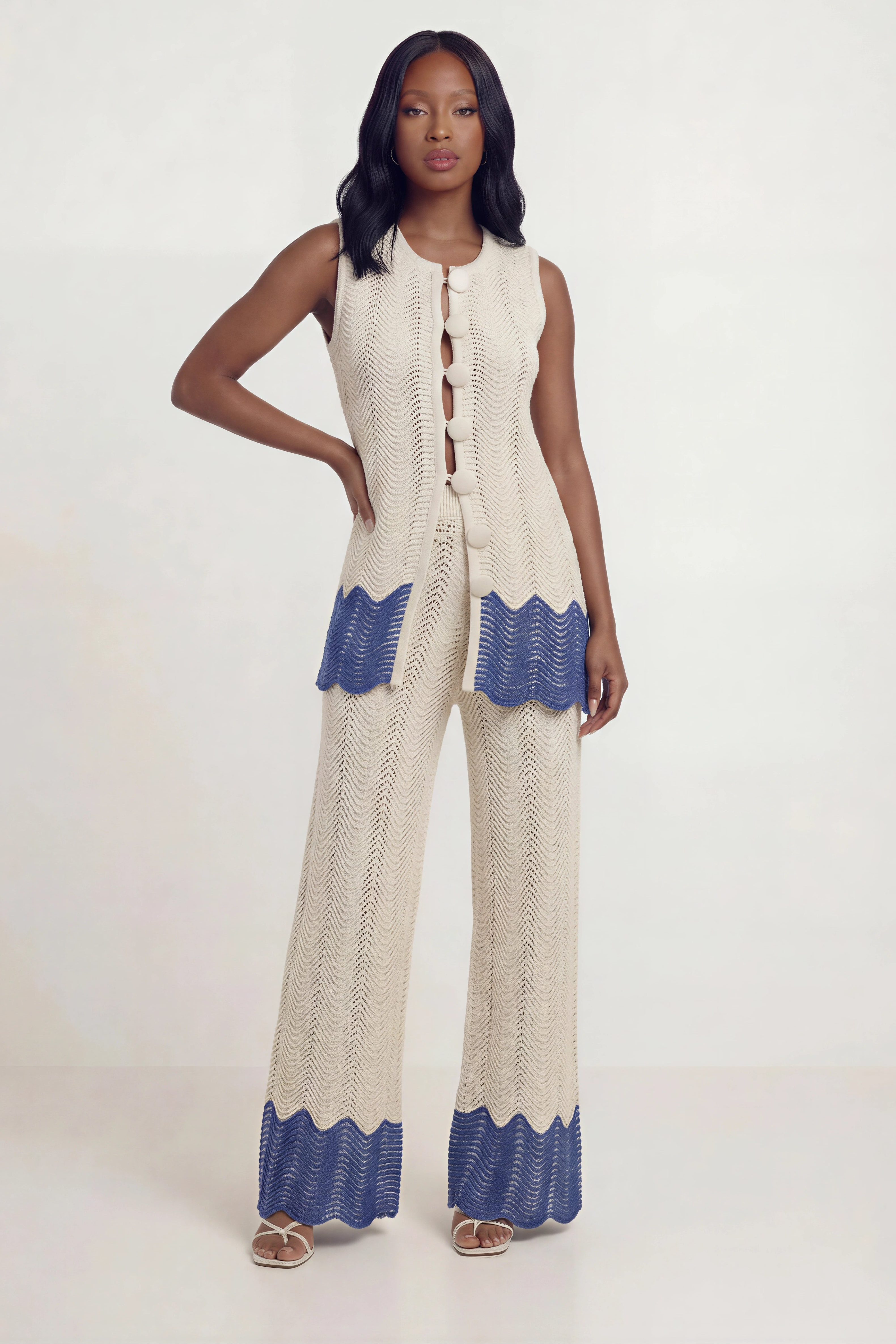 Kiya Colorblock Knit Pants Set