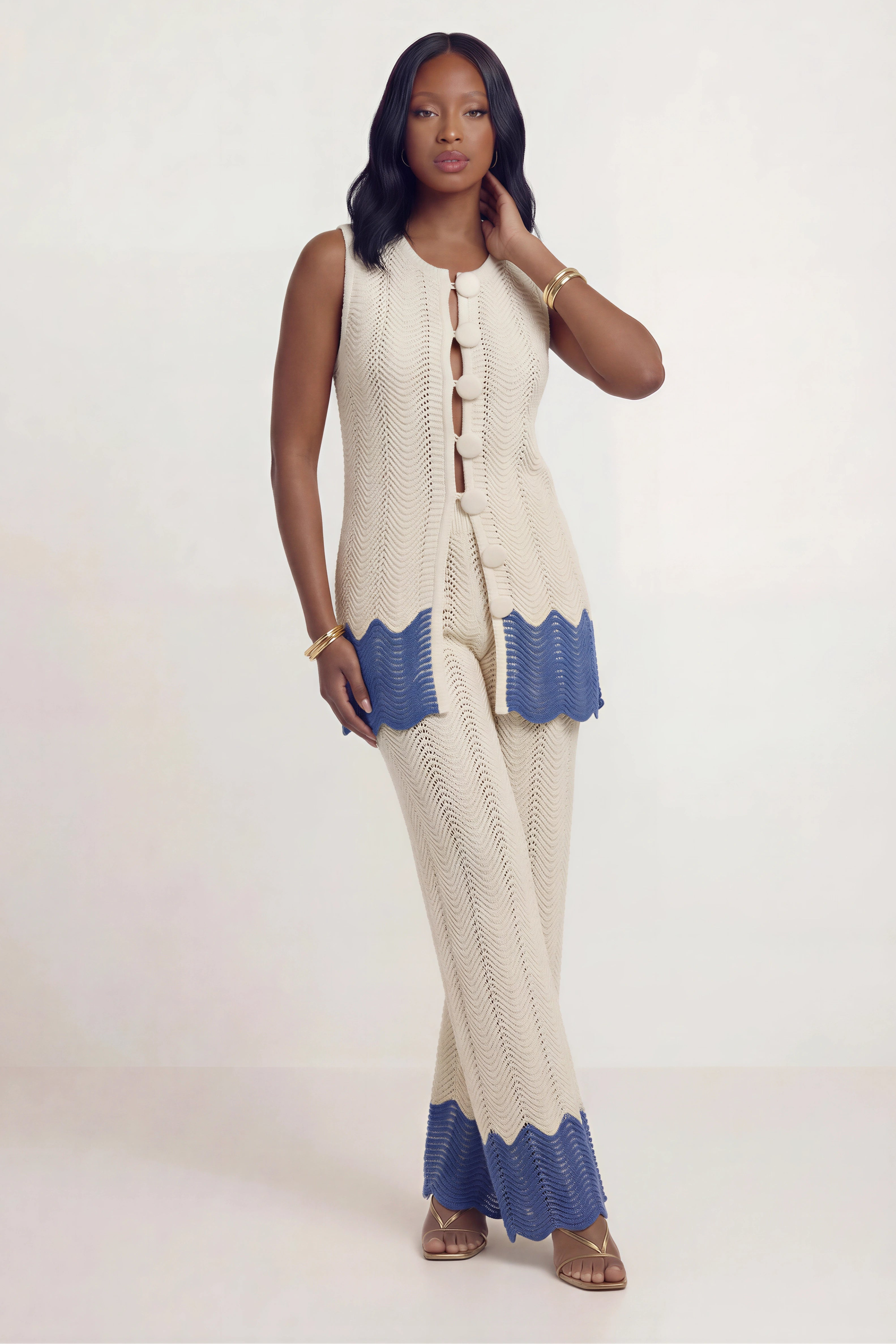 Kiya Colorblock Knit Pants Set