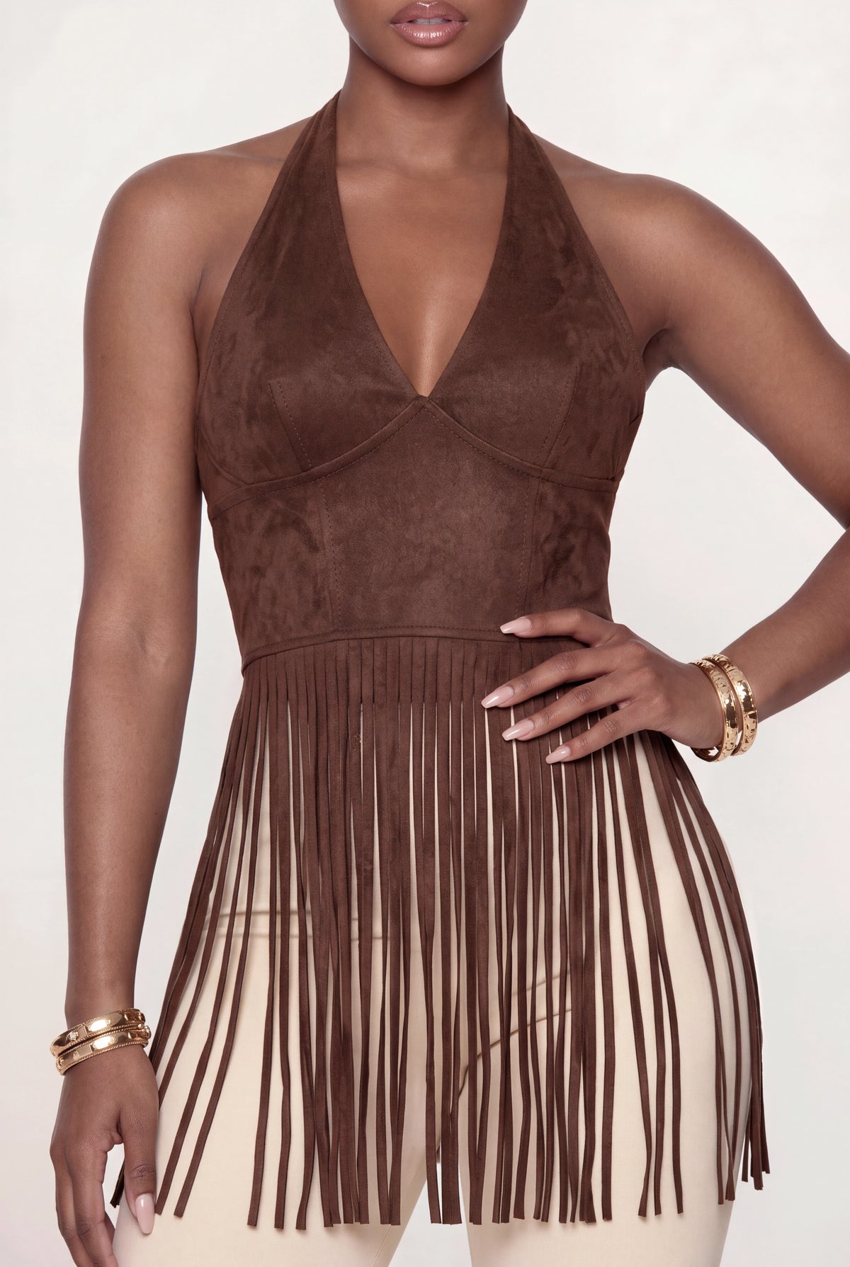 faux suede halter top women, deep v neckline halter top, brown suede going out top, fitted halter top fall, chocolate brown top women fashion, suede crop top women, fall halter top women, brown v neck top women, going out tops women fall winter, sexy halter top fall outfit, date night top women brown, fall crop top women, fitted suede top fashion, brown top night out women, 30 plus fall fashion, 40 plus fall fashion, 