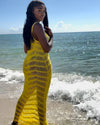 YELLOW FRINGE COVER UP BEACH DRESS - BEACHWEAR - VACATION OUTFITS - BATHING SUITS