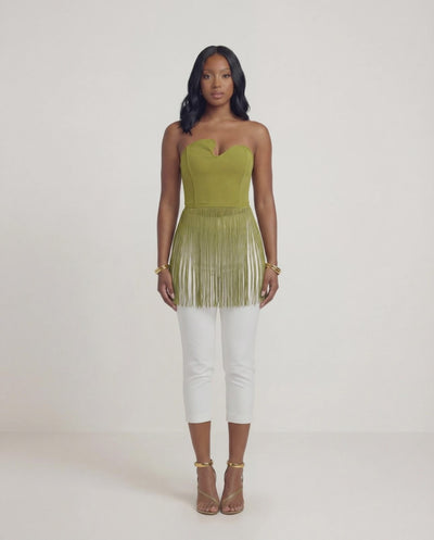 GREEN FRINGE TUBE TOP WOMEN'S CLOTHING SUMMER FASHION FOR WOMEN SPRING FASHION FOR WOMEN SWEETHEART NECKLINE TOP GREEN FRINGE BLOUSE CLASSY FASHION ONLINE WOMEN'S CLOTHING BRUNCH OUTFIT ELEVATED CASUAL OUTFIT DATENIGHT OUTFIT  CUTE CLASSY OUTFIT 30 PLUS FASHION 40 PLUS FASHION OUTFIT OF THE DAY SUMMER FASHION TOPS SPRING FASHION TOPS CAPRI OUTFIT WHITE CAPRI OUTFIT GREEN TOP OUTFIT FRINGE TOP FRINGE BLOUSE 