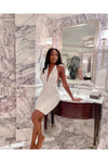Evening in Nice Plunge Neck Dress - White